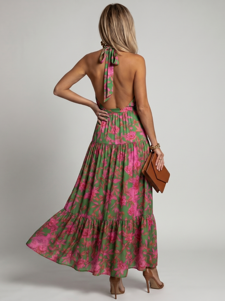 Zoey | Draped Halter Midi Dress