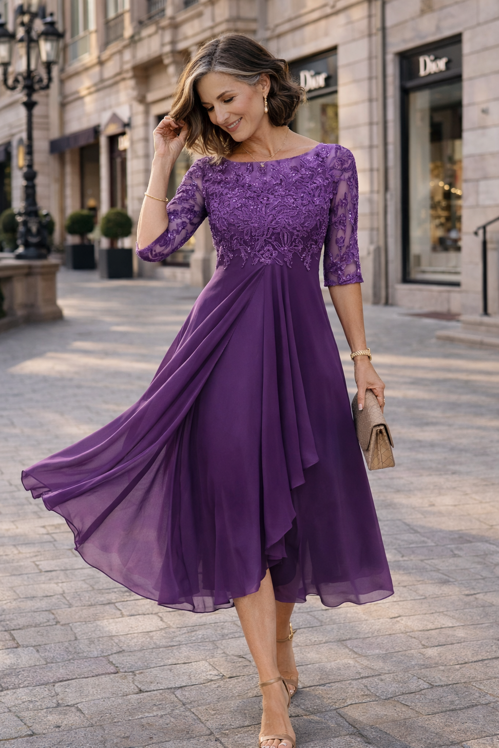 Lea | Elegant Midi Dress in Lace