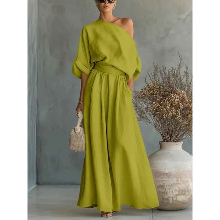 Allison | Soft Off-Shoulder Top and Fitted Pants Set