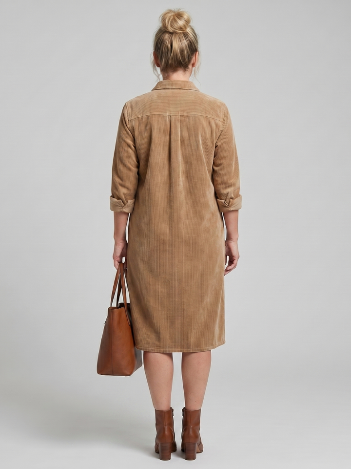 Juliet | Long Sleeve Patch Pockets Midi Dress