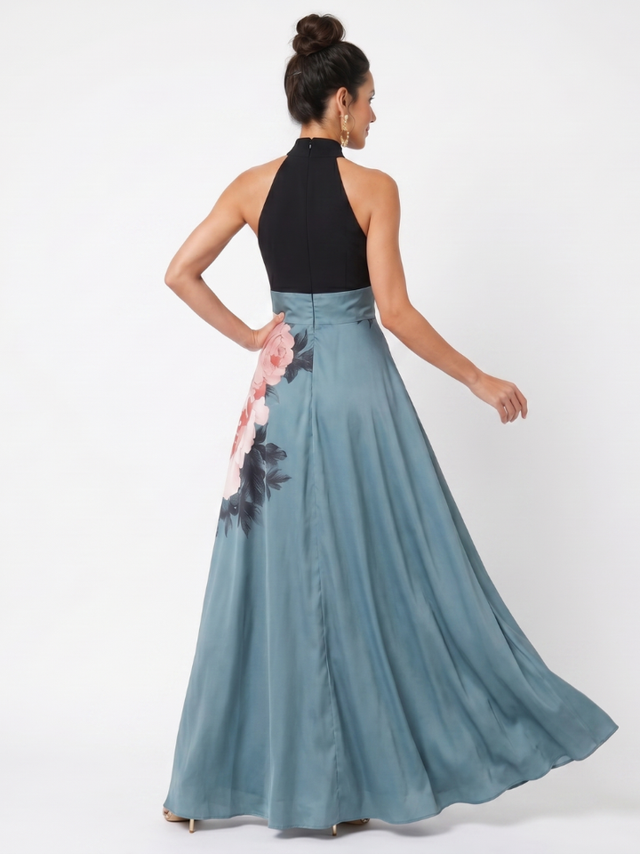 Hailey | Halter Bodice Floral Skirt Maxi Dress