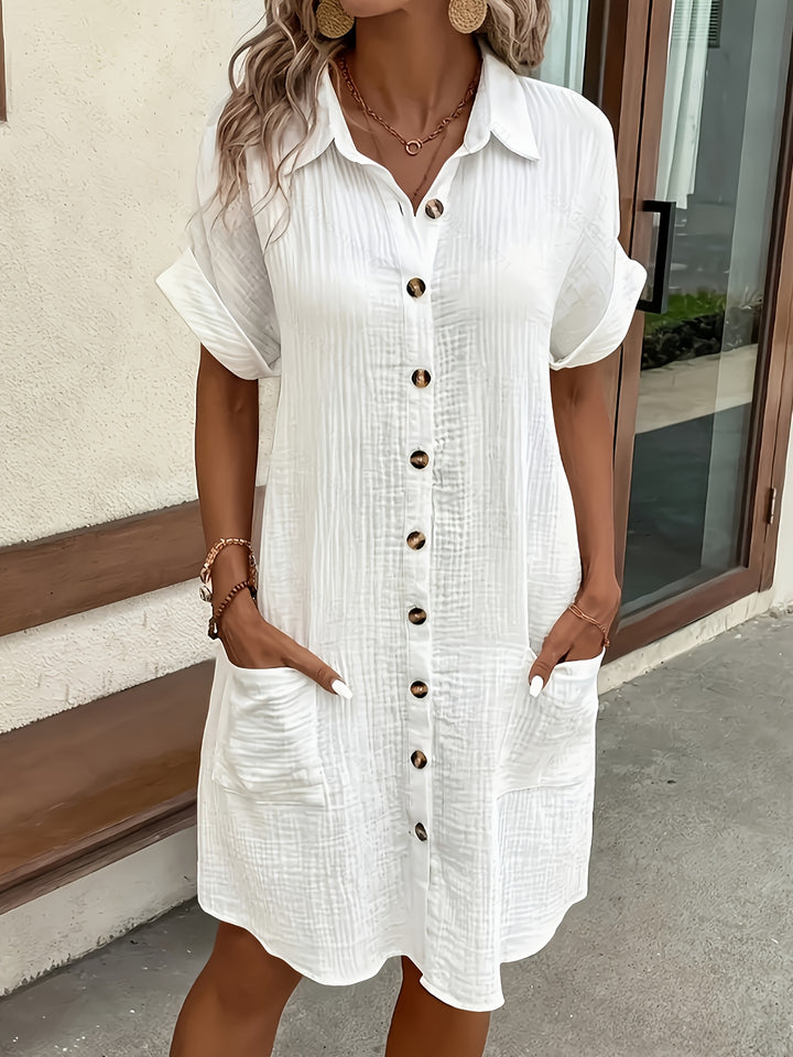 Amara | Elegant Solid Shirt Dress