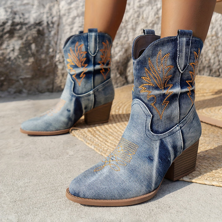 Sabrina - Vintage Embroidered Ankle Boots