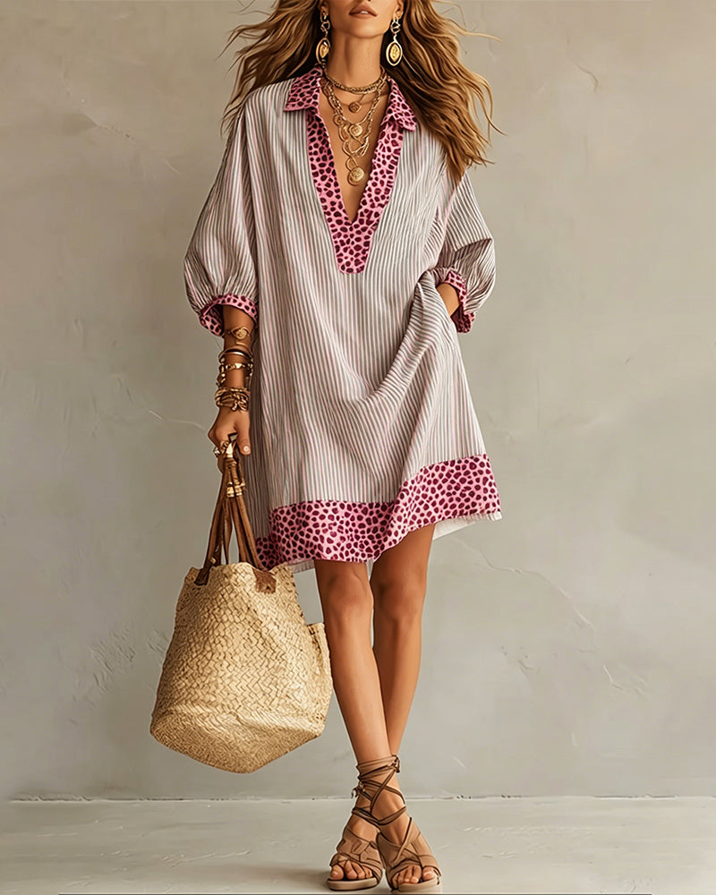 Evana | Printed dress with a V-neck