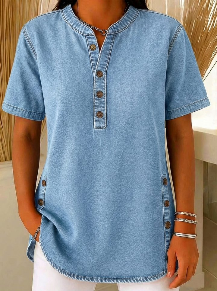 Morgan | Loose Cotton Denim Blouse