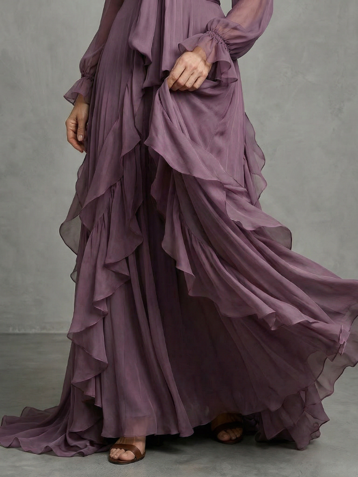 Allison | Tie Neck Ruffle Tiered Maxi Dress