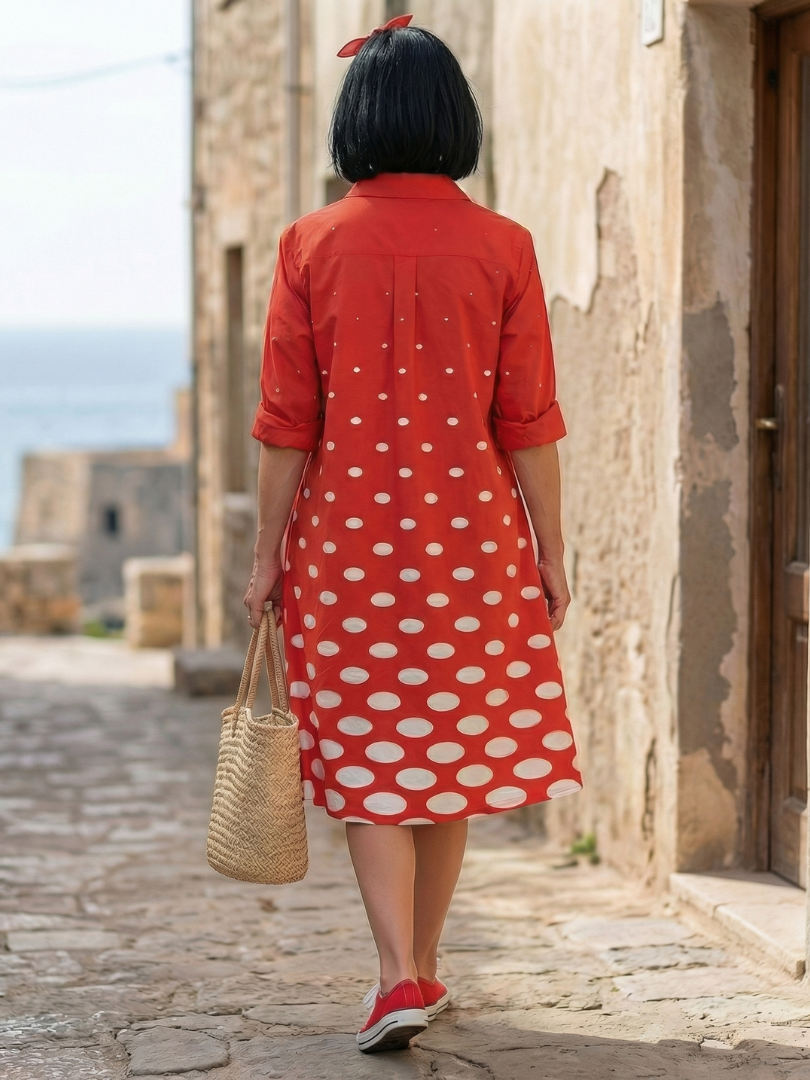 Calyra | Modern Polka Shirt Dress