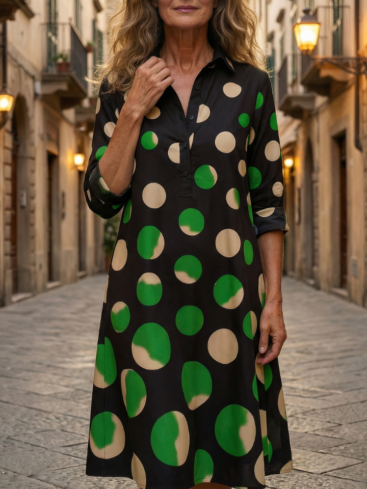 Elanique | Contrast Polka Dot Dress