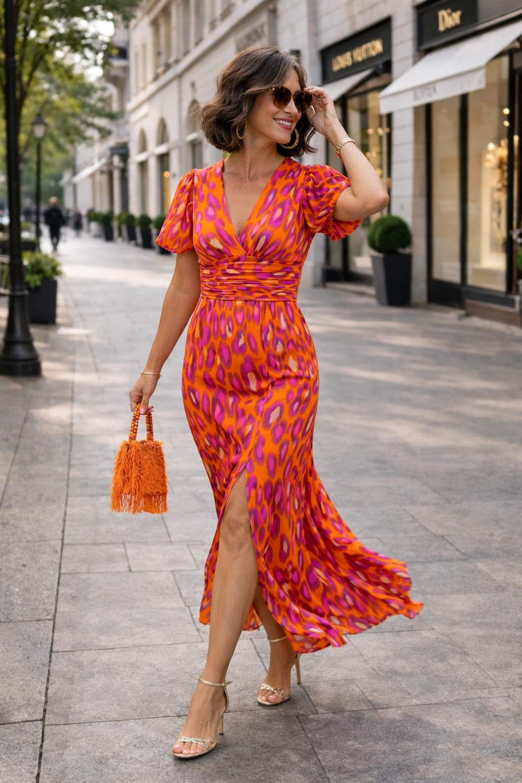 Laura | City Midi Dress with Pleated Sleeves