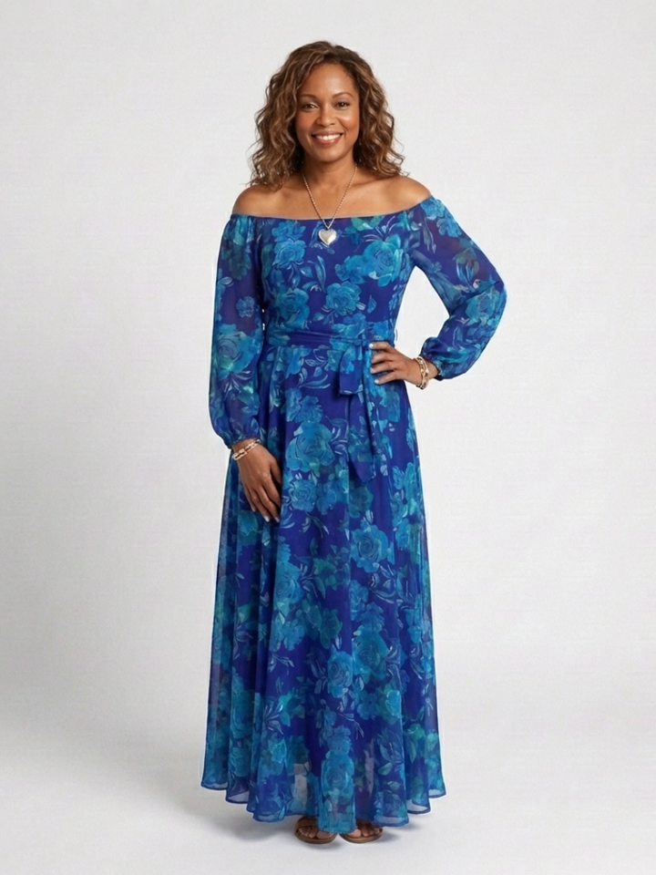 Emma | Off Shoulder Floral Maxi Dress