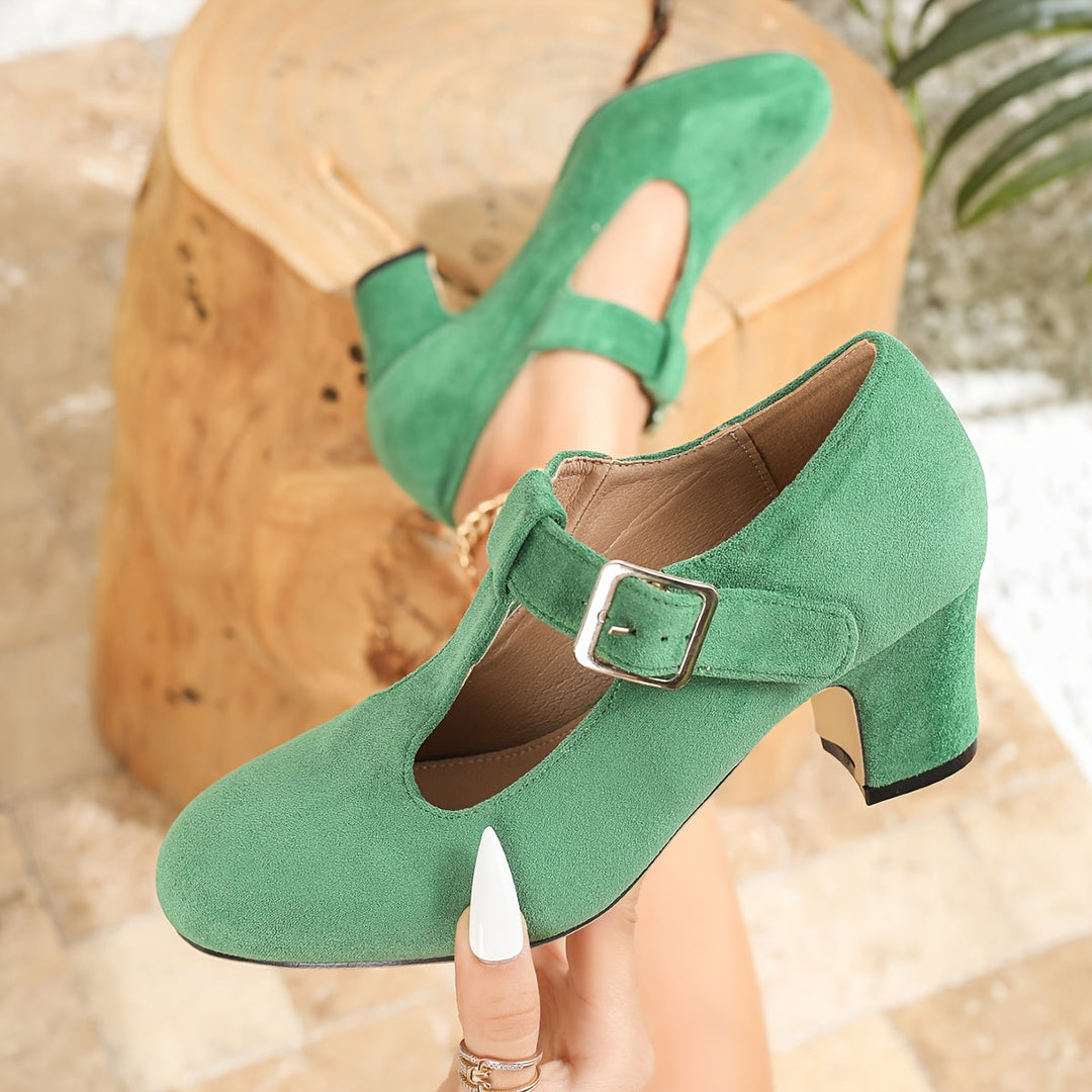 Lola - Velvet Buckle Heels
