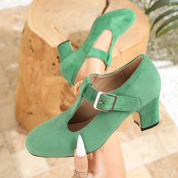 Lola - Velvet Buckle Heels