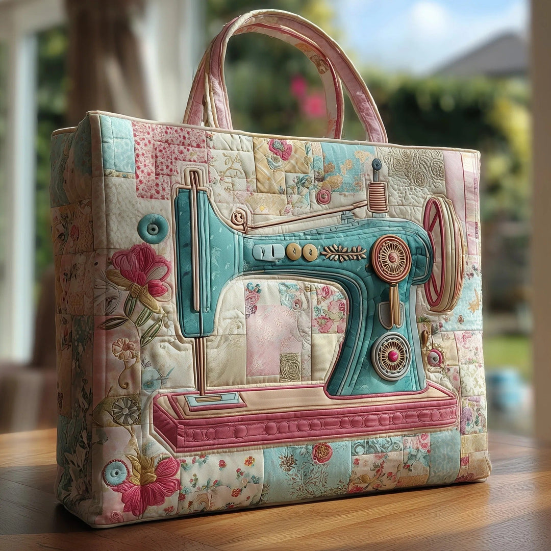 Vintage Sewing Machine | Quilted Tote Bag