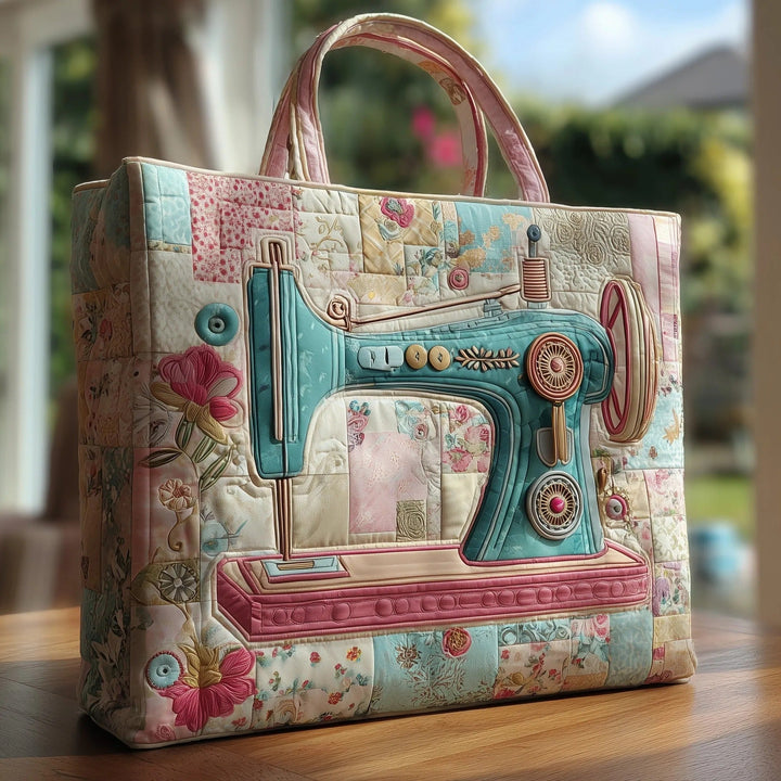 Vintage Sewing Machine | Quilted Tote Bag