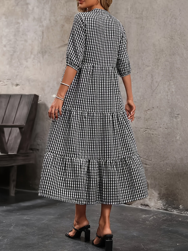 Sienna | Elegant Plaid Midi Dress