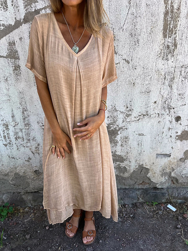 Hannah | Relaxed V-Neck Flowy Maxi Dress