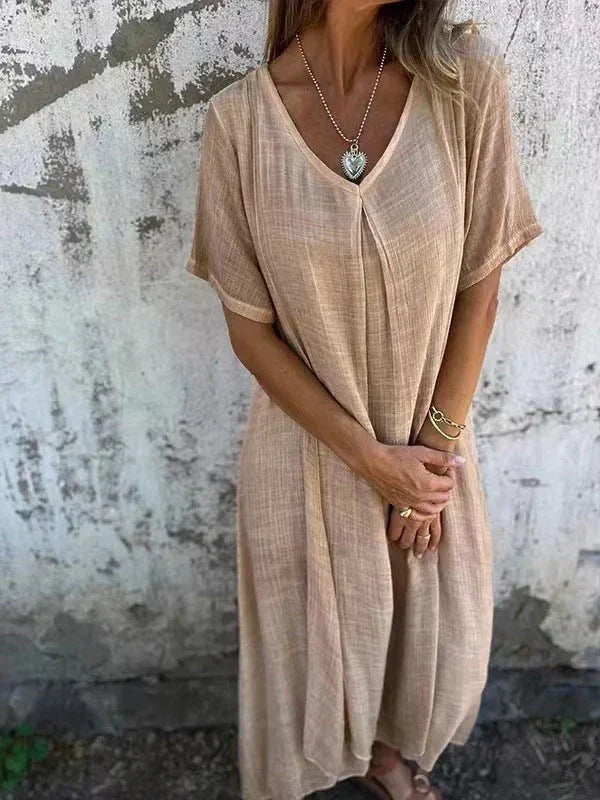 Hannah | Relaxed V-Neck Flowy Maxi Dress
