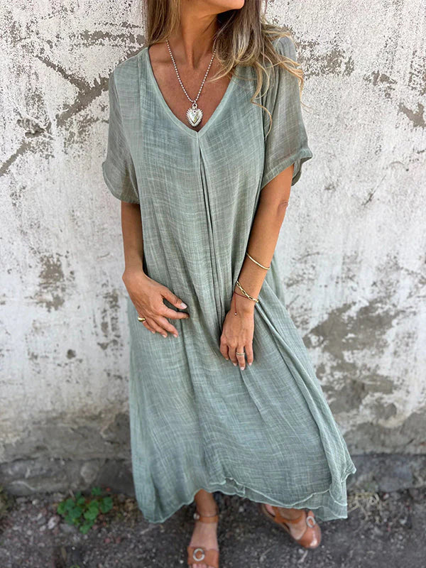 Hannah | Relaxed V-Neck Flowy Maxi Dress