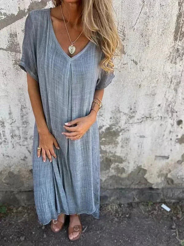 Hannah | Relaxed V-Neck Flowy Maxi Dress