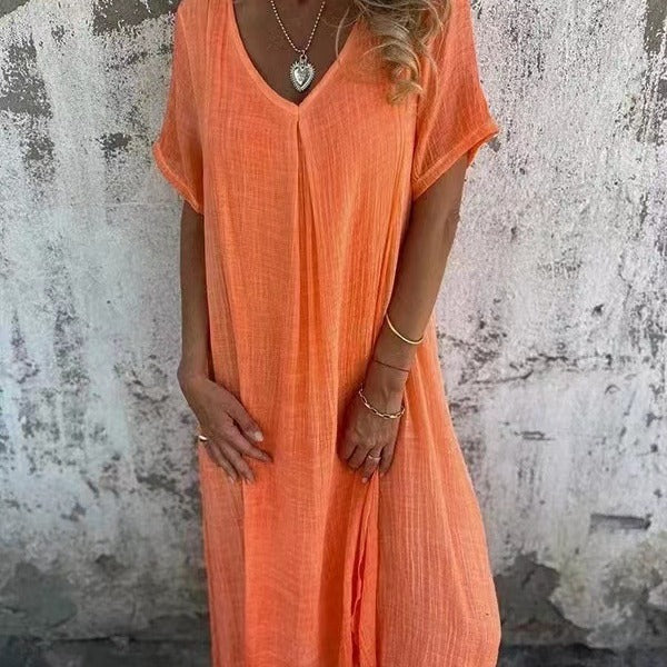 Hannah | Relaxed V-Neck Flowy Maxi Dress
