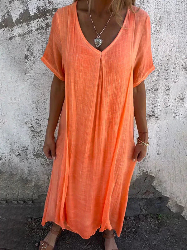 Hannah | Relaxed V-Neck Flowy Maxi Dress