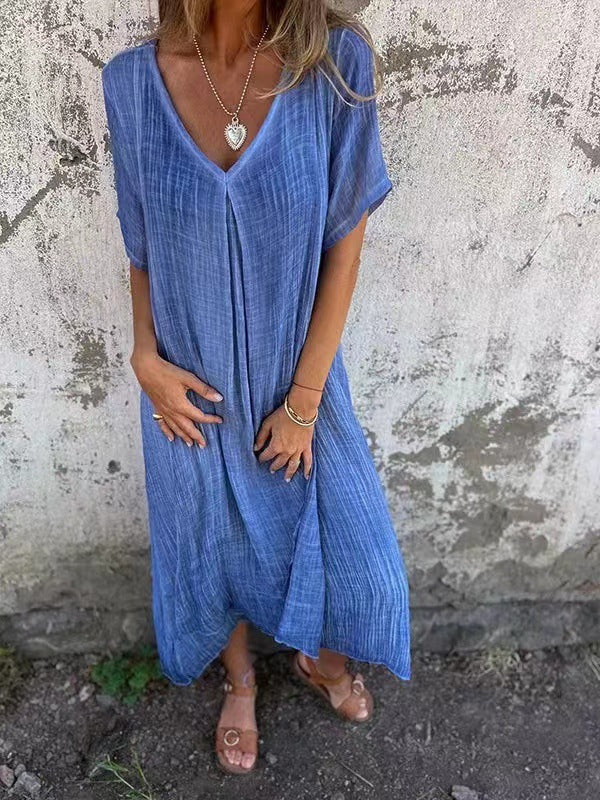 Hannah | Relaxed V-Neck Flowy Maxi Dress
