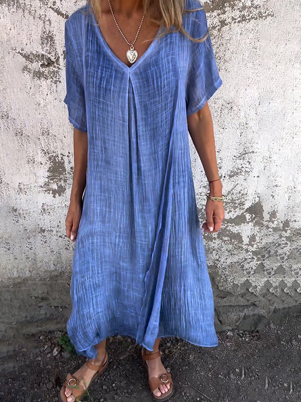 Hannah | Relaxed V-Neck Flowy Maxi Dress