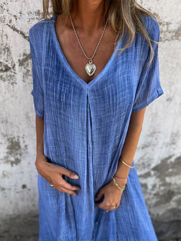 Hannah | Relaxed V-Neck Flowy Maxi Dress