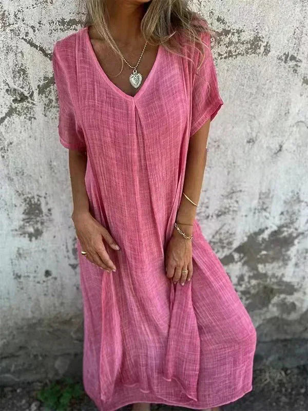 Hannah | Relaxed V-Neck Flowy Maxi Dress
