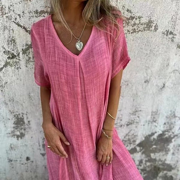 Hannah | Relaxed V-Neck Flowy Maxi Dress