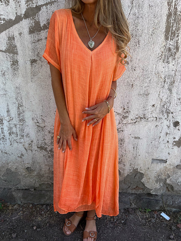 Hannah | Relaxed V-Neck Flowy Maxi Dress