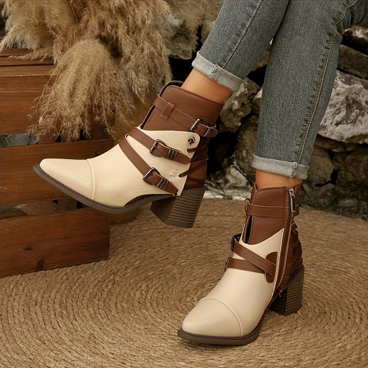 Laura - Wide Calf Western Block Heel Boots
