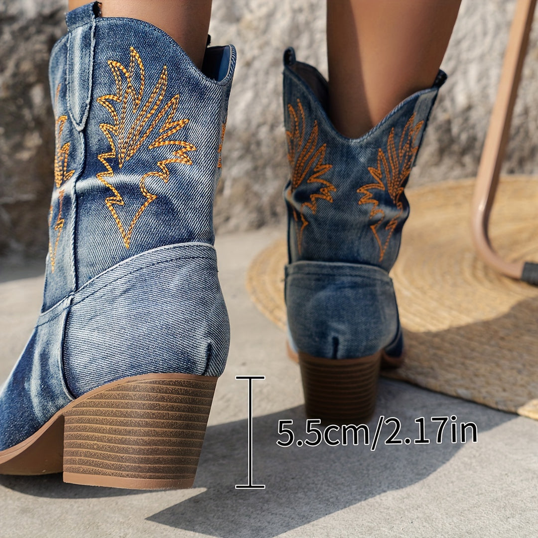 Sabrina - Vintage Embroidered Ankle Boots