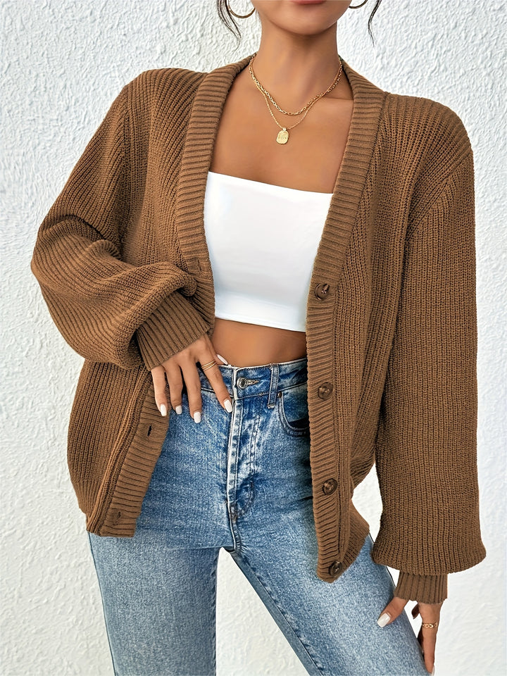 Hillary | Plain Color Front Button Cardigan