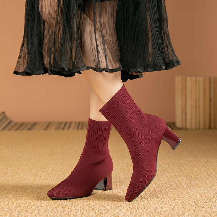 Paulette - Comfortable Knit Ankle Boots