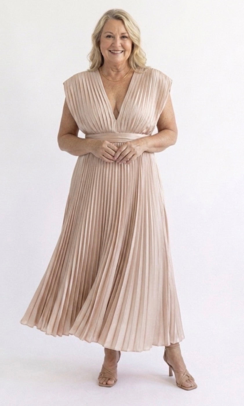 Genevieve | Timeless Pleated Midi Dress