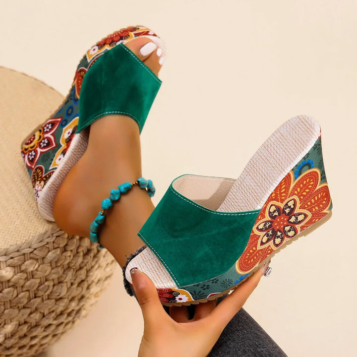 Elena | Bohemian Velvet Wedge Sandal