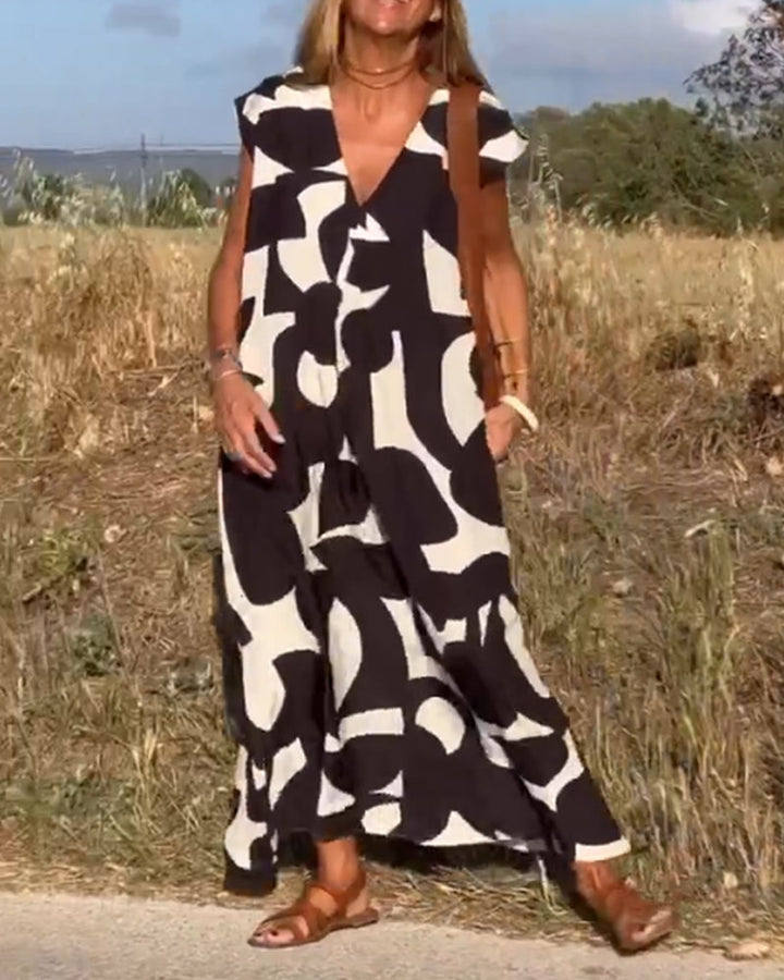 Vivian | Leopard-Print Panel Dress with Puff Sleeves and Striped Shirt