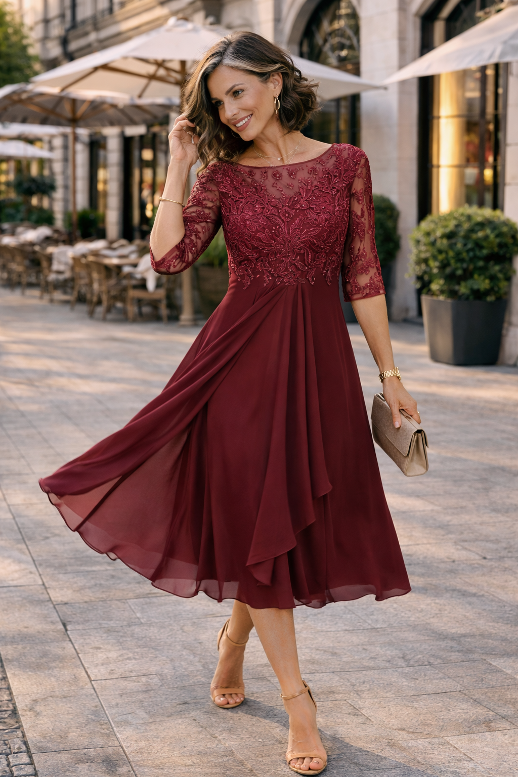 Lea | Elegant Lace Midi Dress