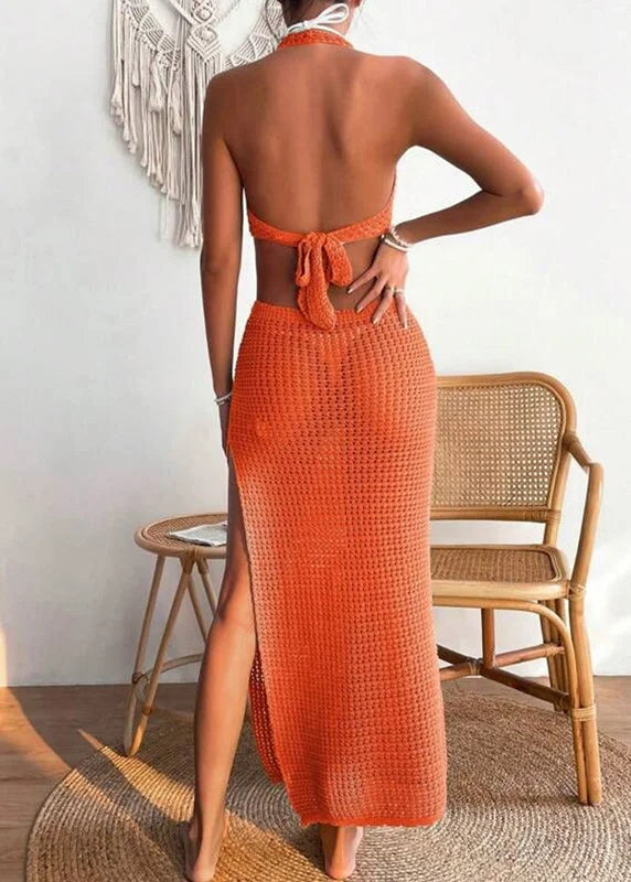 Boholita - Elegant Hollow Out Knitted Swimwear Cover Up Dress