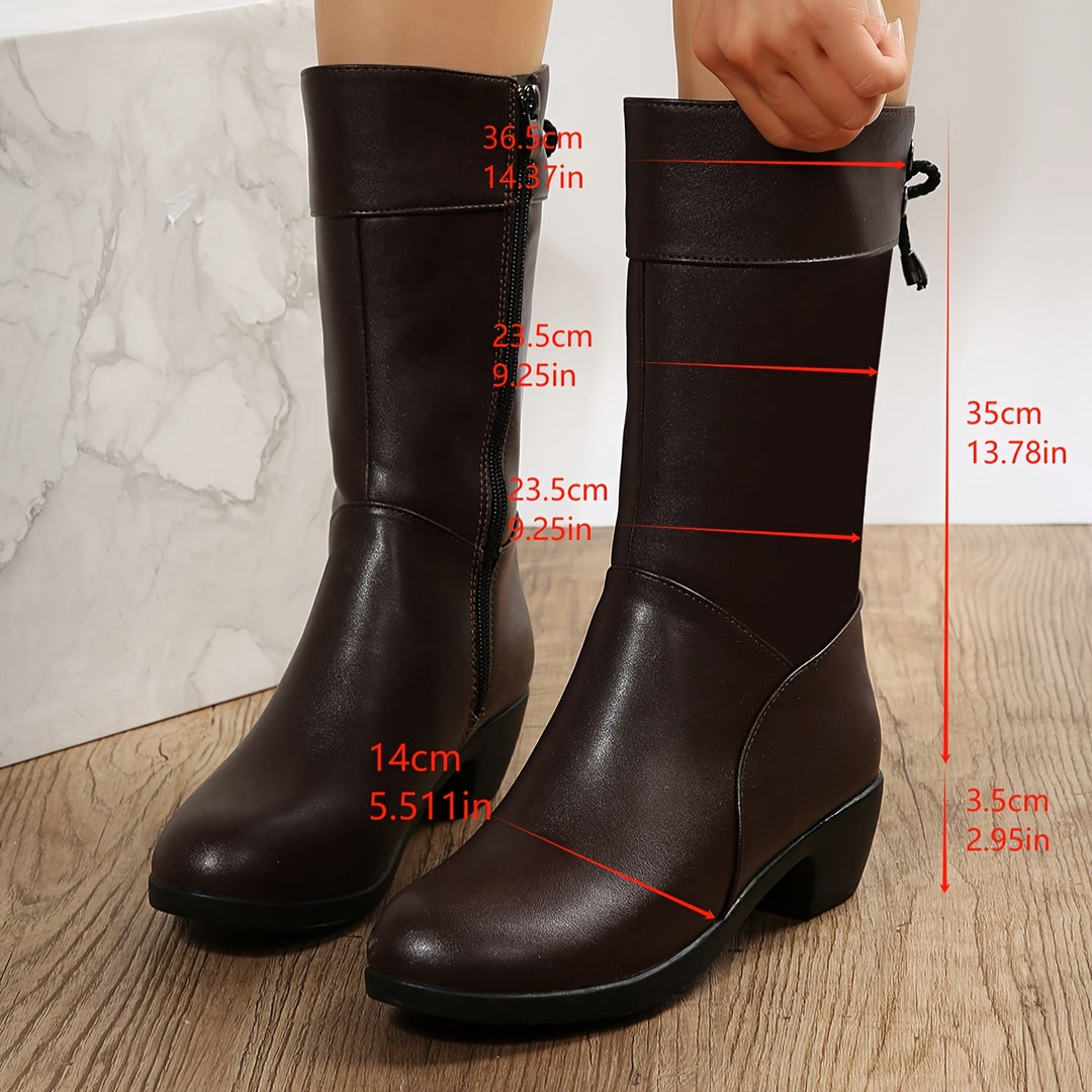 Lindy - Chunky Glossy Heel Boots