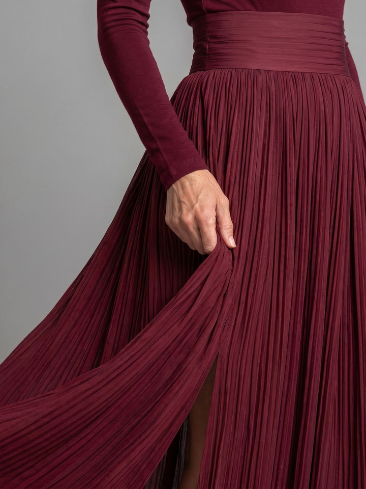Sadie | Long Sleeve Turtleneck Defined Waist Midi Dress