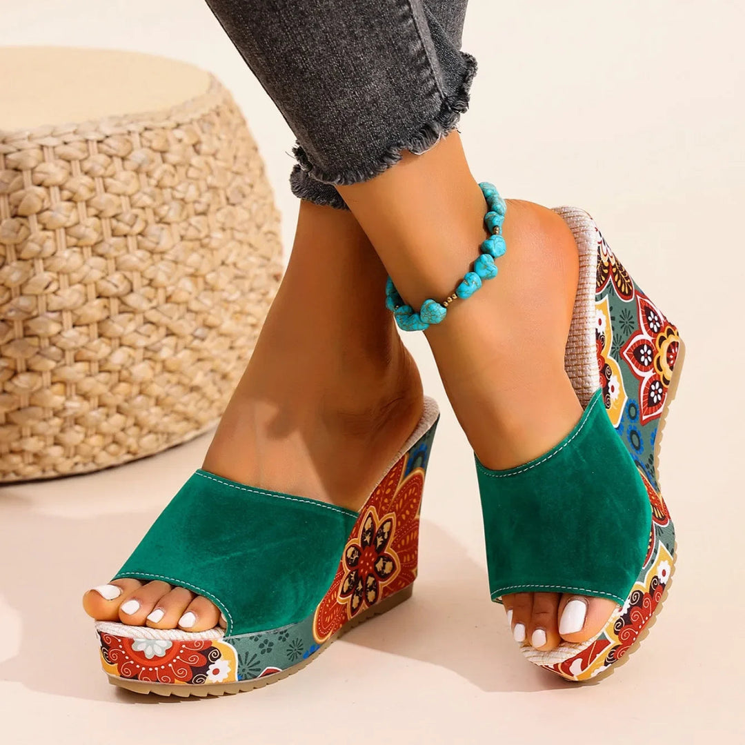 Elena | Bohemian Velvet Wedge Sandal