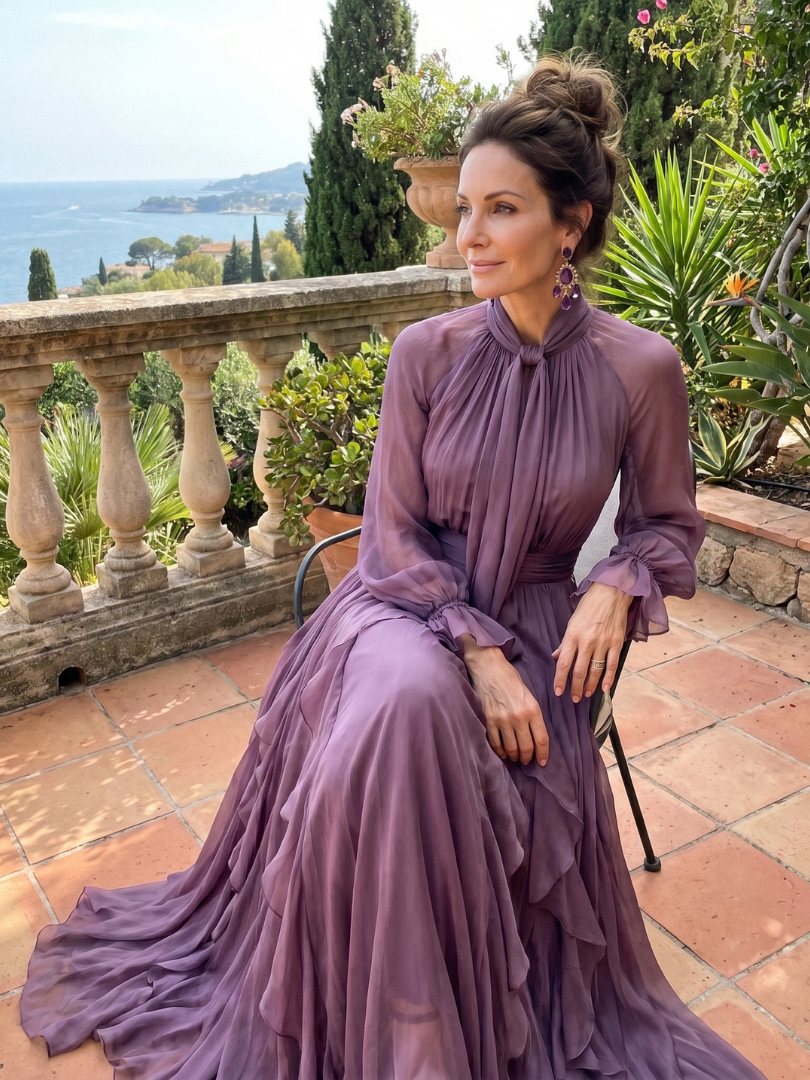 Allison | Tie Neck Ruffle Tiered Maxi Dress
