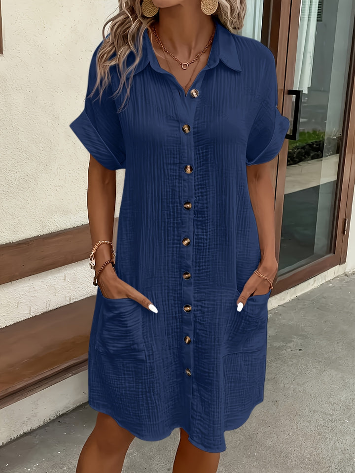 Amara | Elegant Solid Shirt Dress