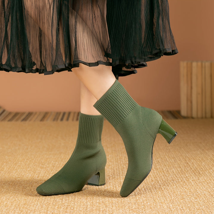 Paulette - Comfortable Knit Ankle Boots