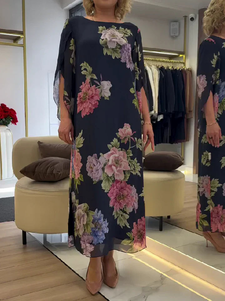 Emma | Floral Print Maxi Dress Lightweight Chiffon Comfort