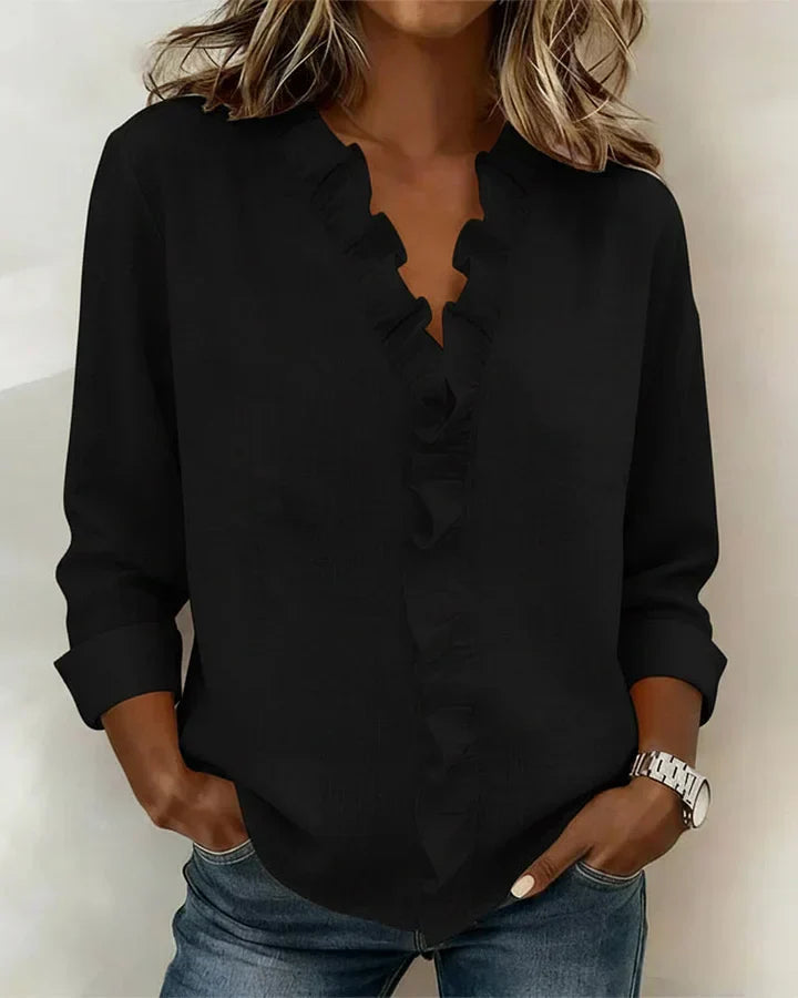 Aletta | Elegant and Flattering Ruffled Blouse with V-Neck