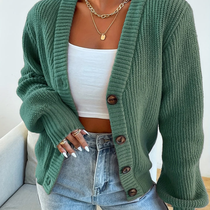 Hillary | Plain Color Front Button Cardigan