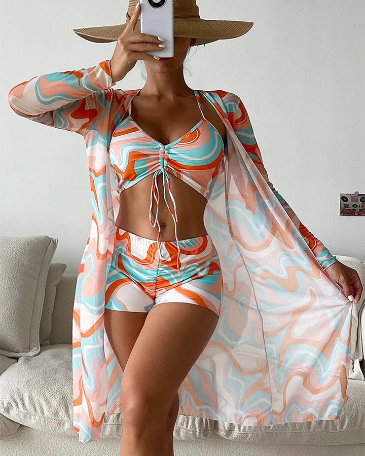 Fuschia Ann | 3-Piece Printed Bikini Set